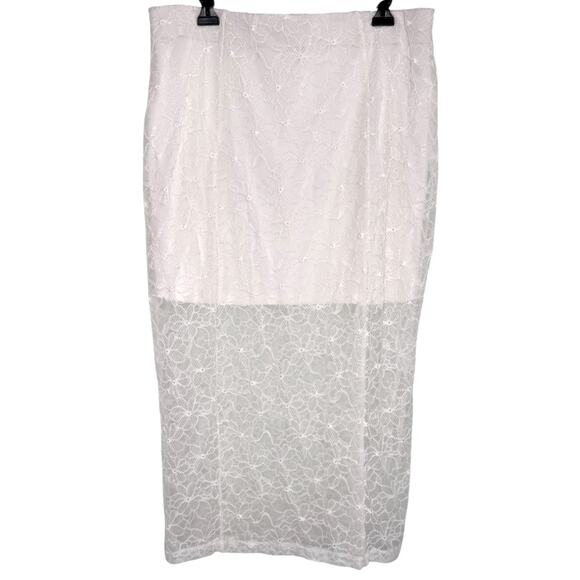 No Boundaries White Lace Pencil Midi Skirt Size XL - Picture 1 of 5